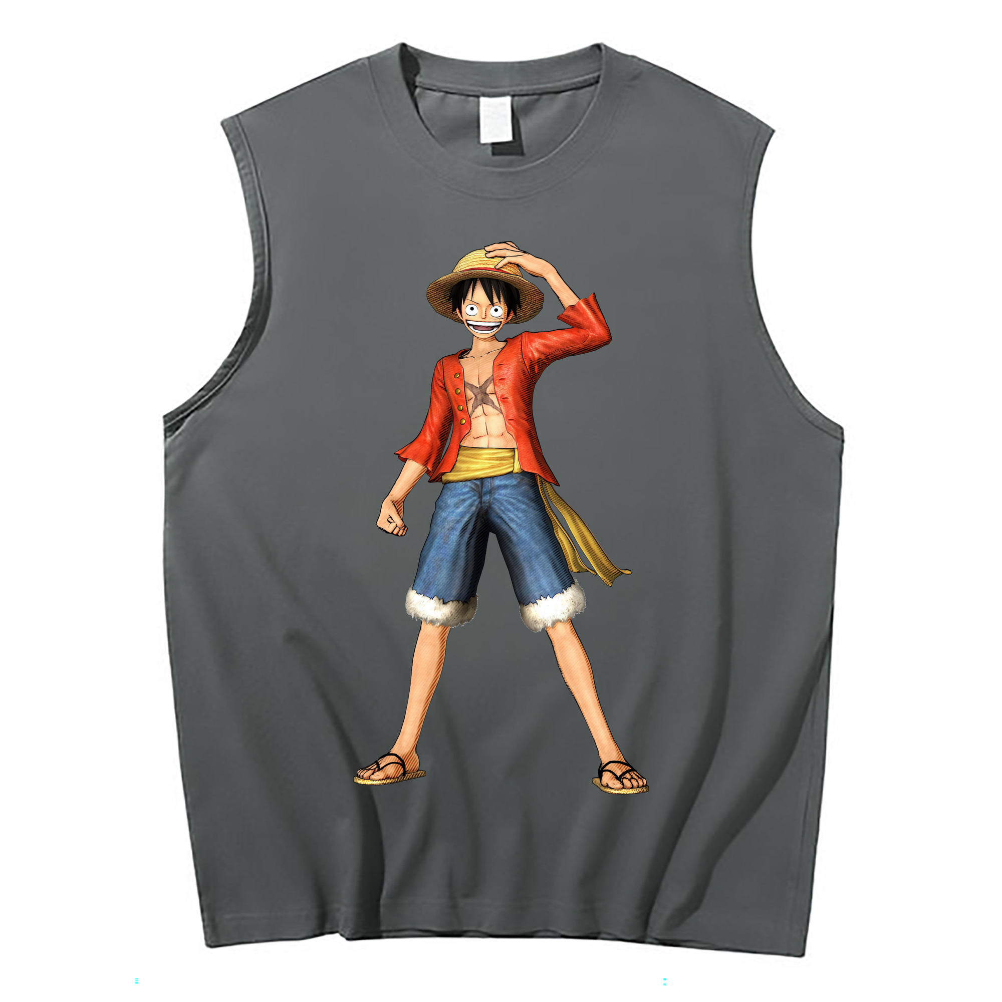 ワンピース モンキー・D・ルフィ ONE PIECE Monkey D. Luffy コットン100％タンクトップ（フロントプリント）